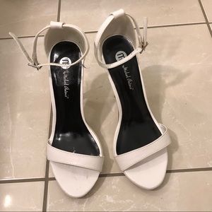 White Platform Open-Toed Pumps - Size 6.5